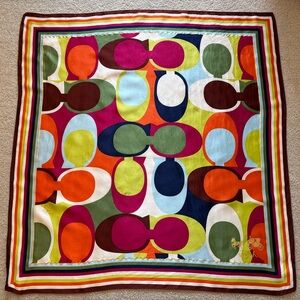 Coach Silk Scarf (L)- Multicoloured Geometric Pattern